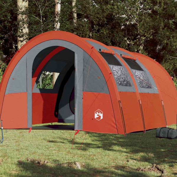 Camping tent, gray and orange, quadruple, tunnel