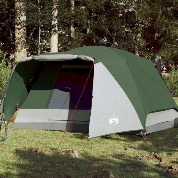Camping tent with porch, green, hexagon