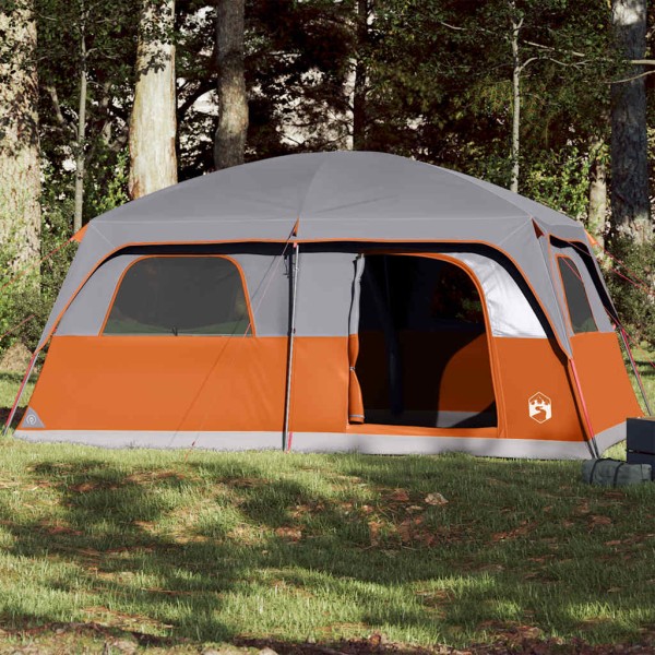 Family tent, gray / orange, 8 seats, waterproof