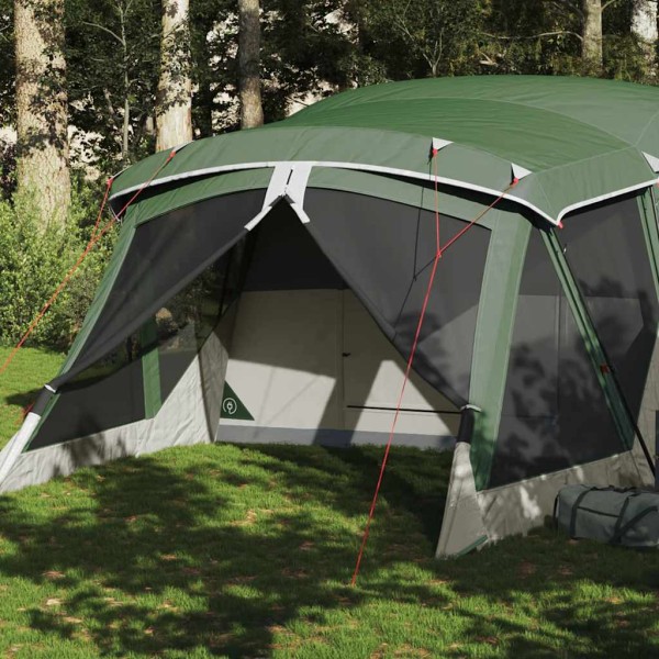 Camping tent with porch, green, quadruple