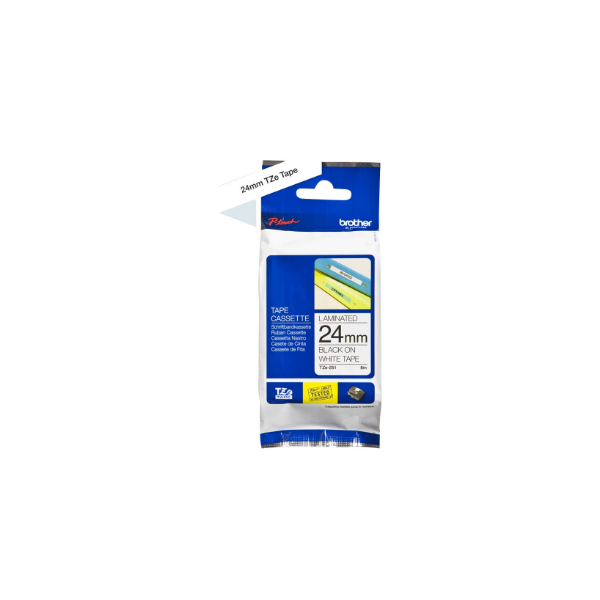 Brother | TZ-251 Laminated Tape | Black on White | TZe | 8 m | 2.4 cm