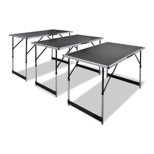 Stackable tables, 3 pcs., adjustable height, foldable
