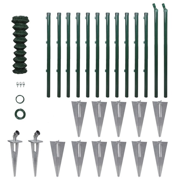 Mesh fence with posts, green, 0.8x25m, steel