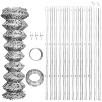 Mesh fence with posts,...