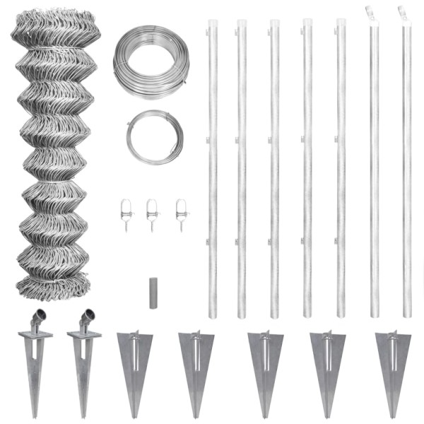 Mesh fence with spikes, galvanized steel, 15x1m