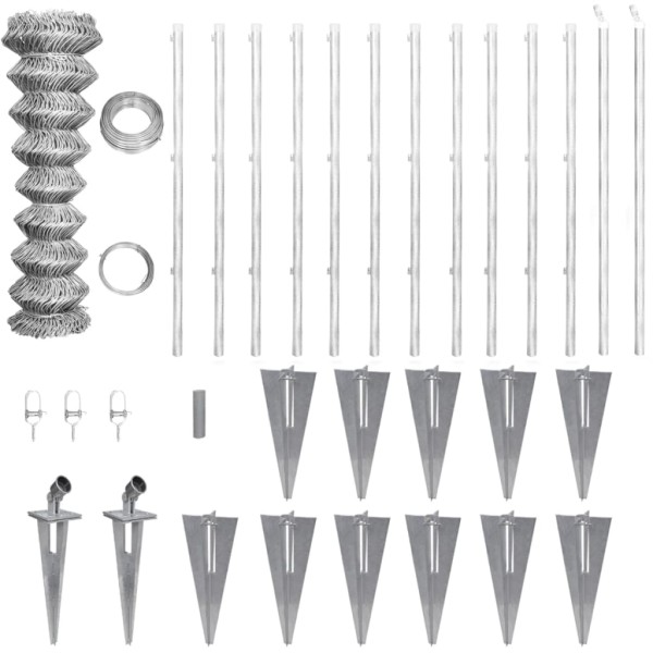 Mesh fence with spikes, galvanized steel, 25x1.25m