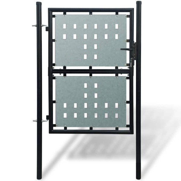 Black single door fence gate, 100x125 cm
