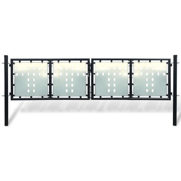Black single-leaf fence gate, 300x75 cm