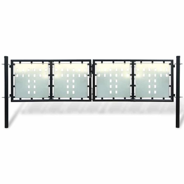 Black single door fence gate, 300x100 cm