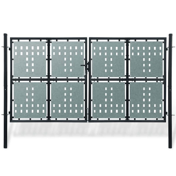 Black single-leaf fence gate, 300x150 cm