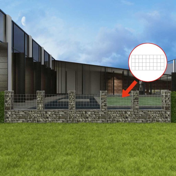 Gabion basket, U-shaped, 570x20x100cm, galvanized steel