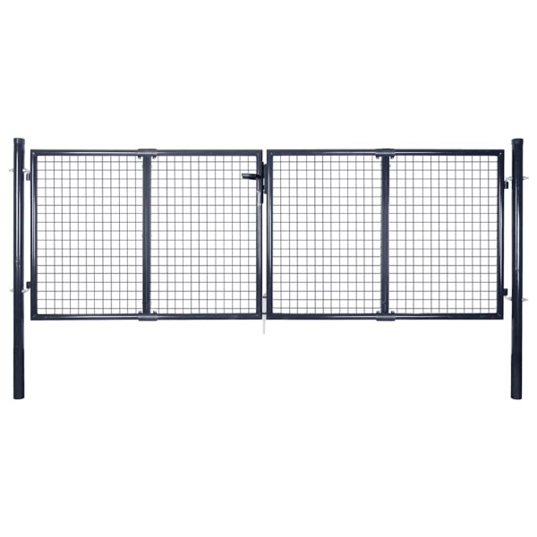 Mesh garden gate, galvanized steel, 300x75 cm, gray