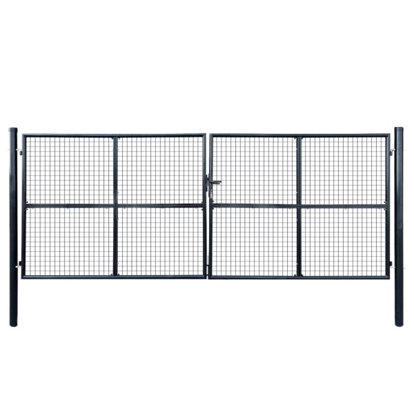 Mesh garden gate, galvanized steel, 400x150 cm, gray