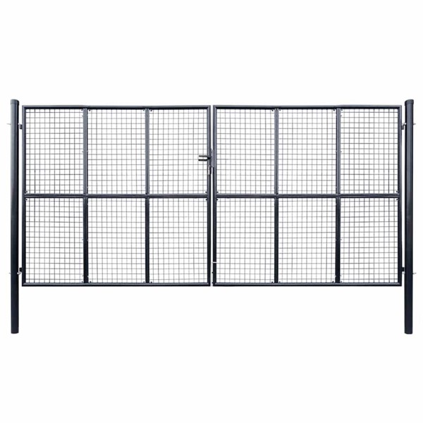 Mesh garden gate, galvanized steel, 400x175 cm, gray