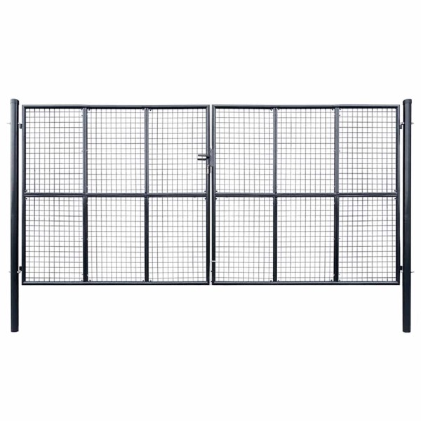Mesh garden gate, galvanized steel, 400x200 cm, gray