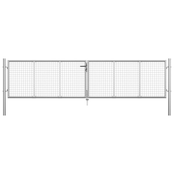 Garden gate, galvanized steel, 400x75 cm, silver