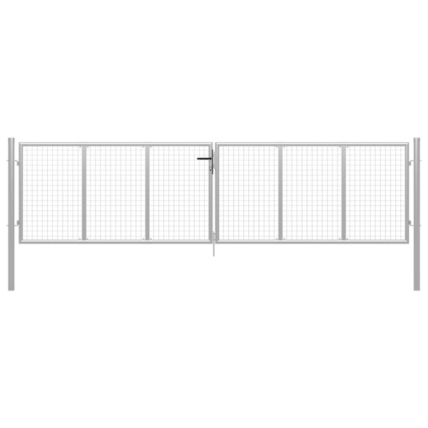 Garden gate, galvanized steel, 400x100 cm, silver