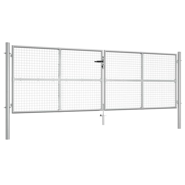 Garden gate, galvanized steel, 400x125 cm, silver