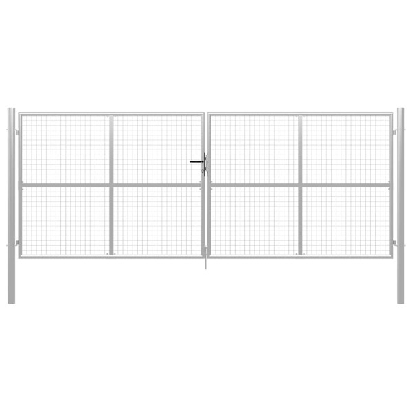 Garden gate, galvanized steel, 400x150 cm, silver