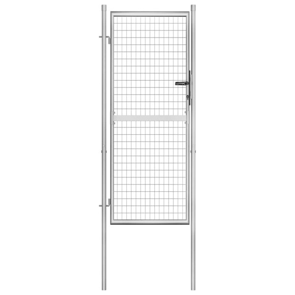 Garden gate, galvanized steel, 100x200 cm, silver