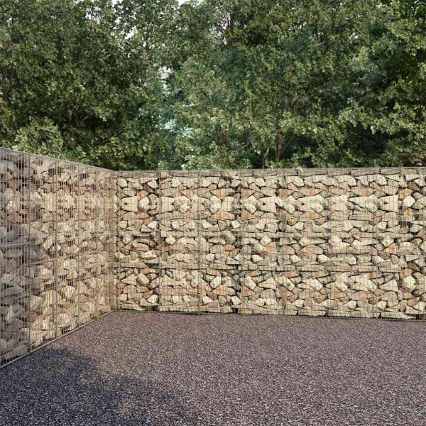 Gabion wall with cover, 600x30x200cm, galvanized steel