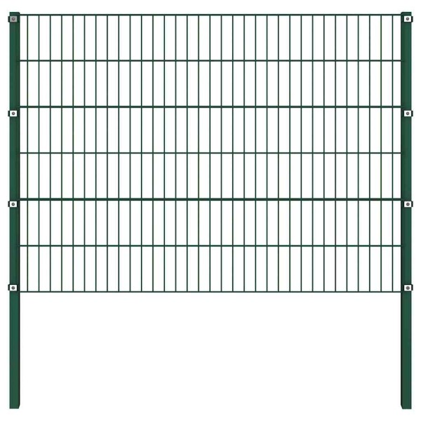 Fence panel with posts, iron, 176.5x120 cm, green