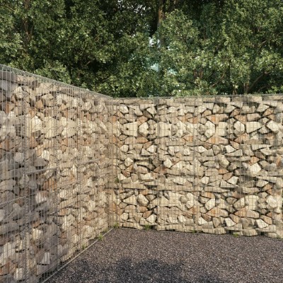 Gabion wall with covers,...