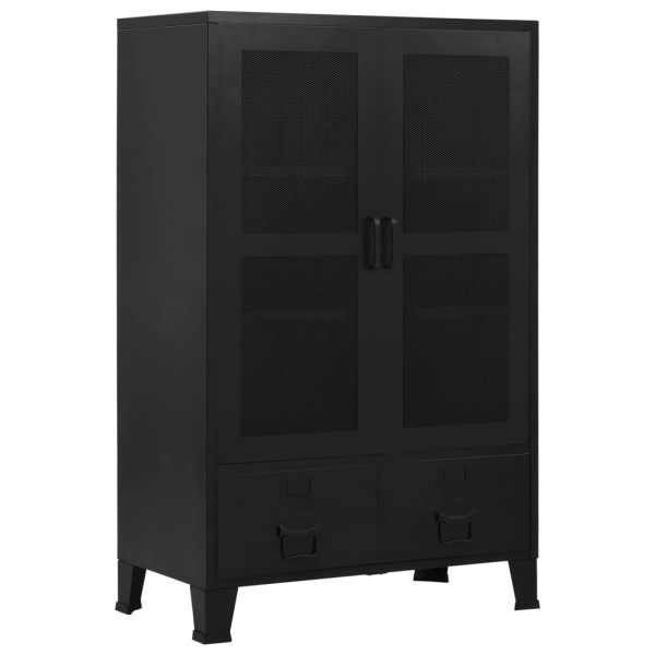 File cabinet with mesh doors, black, 75x40x120cm