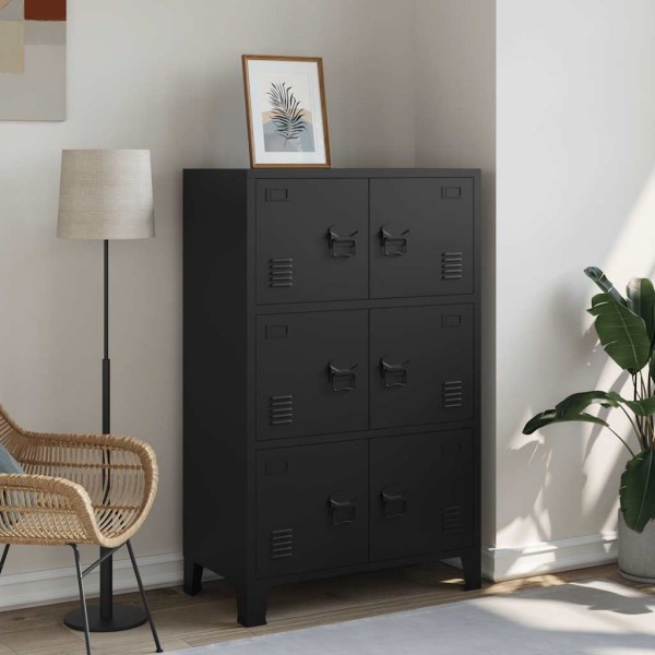 Storage cabinet, black, 75x40x120cm, steel, industrial