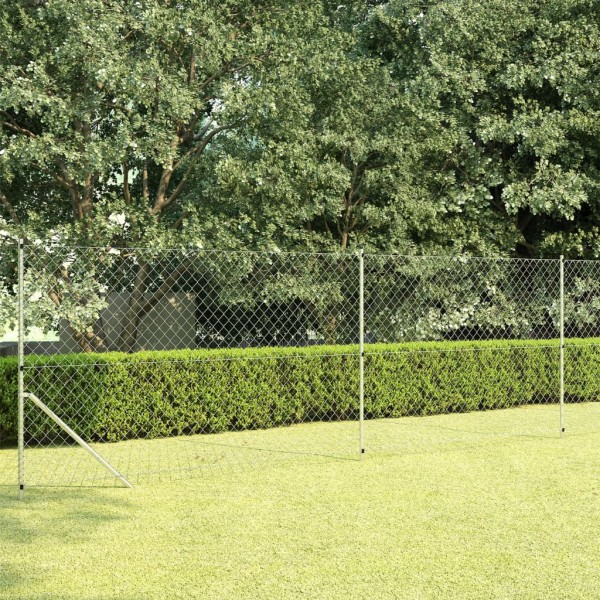 Mesh fence with posts, silver, 15x1.5m, steel