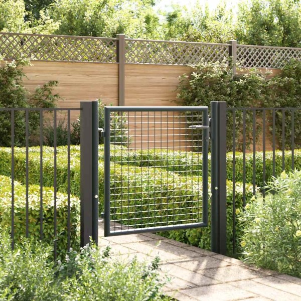 Mesh garden gate, galvanized steel, 100x75 cm, gray