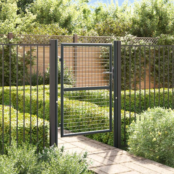 Mesh garden gate, galvanized steel, 100x125 cm, gray