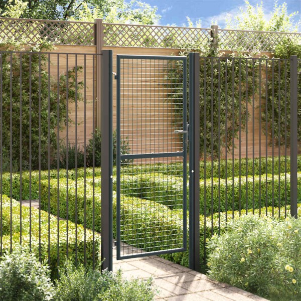 Mesh garden gate, galvanized steel, 100x200 cm, gray
