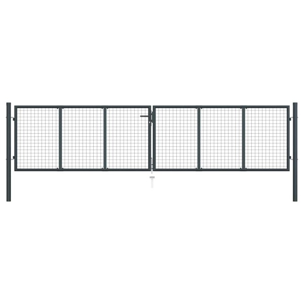 Mesh garden gate, galvanized steel, 400x75 cm, gray