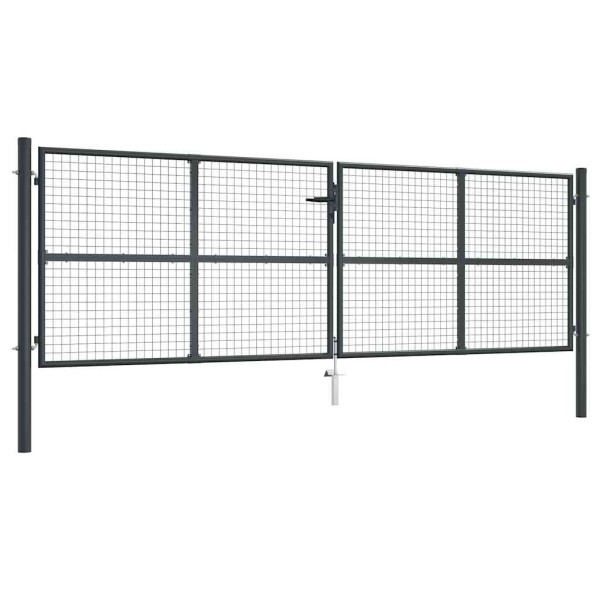 Mesh garden gate, galvanized steel, 400x125 cm, gray