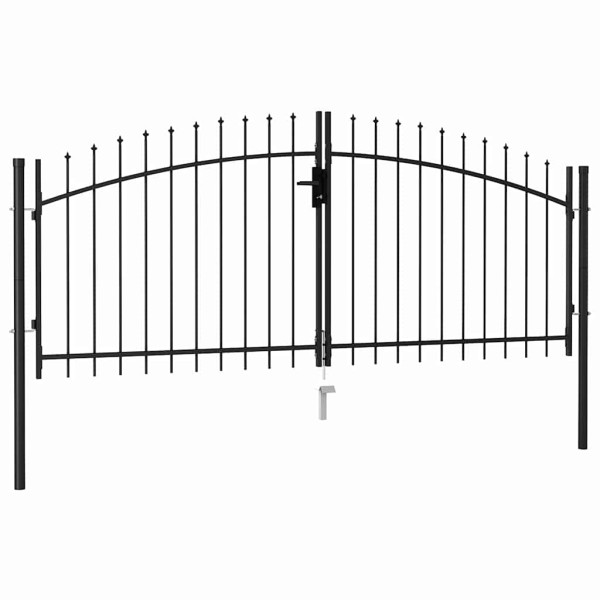 Fence gate Woerden, double door with spikes on top, 299.5x174.5 cm