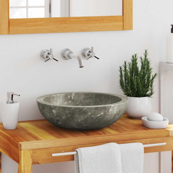 Washbasin, gray color, diameter 40x12cm, marble