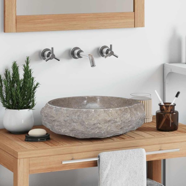 Washbasin, gray color, diameter 40x12cm, marble