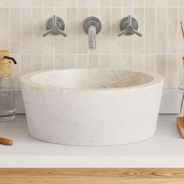 Washbasin, cream color, diameter 40x15cm, marble