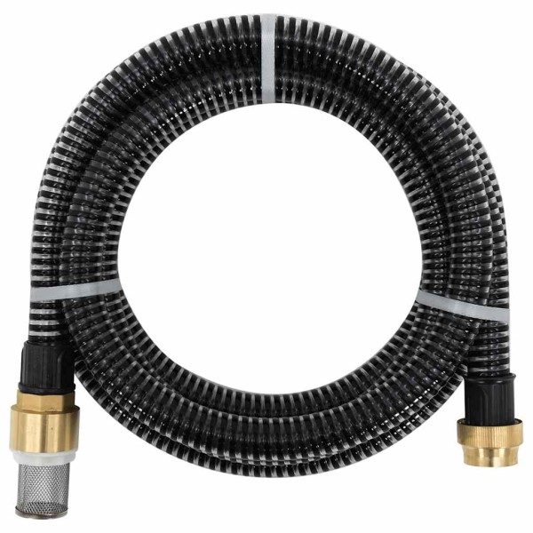 Suction hose with brass connections, black, 1,1, "20m, PVC