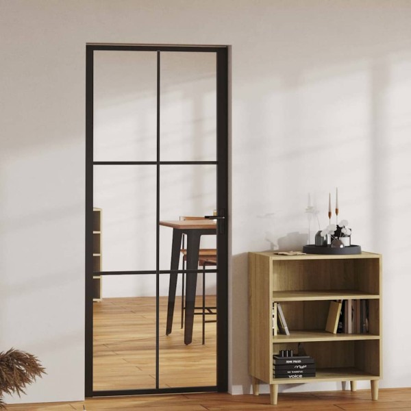 Interior door, black, 83x201.5cm, ESG glass and aluminum
