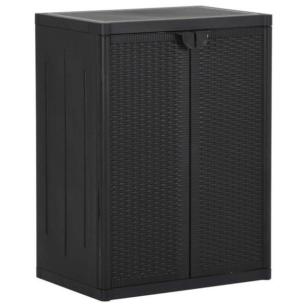 Garden cabinet for things, black, 65x45x88cm, PP rattan
