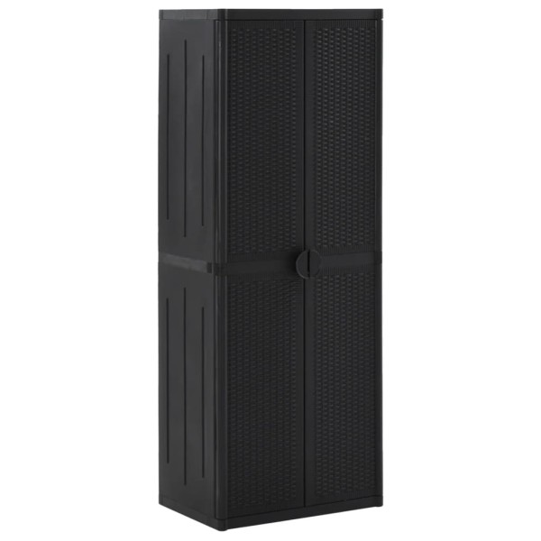 Garden cabinet for things, black, 65x45x172cm, PP rattan