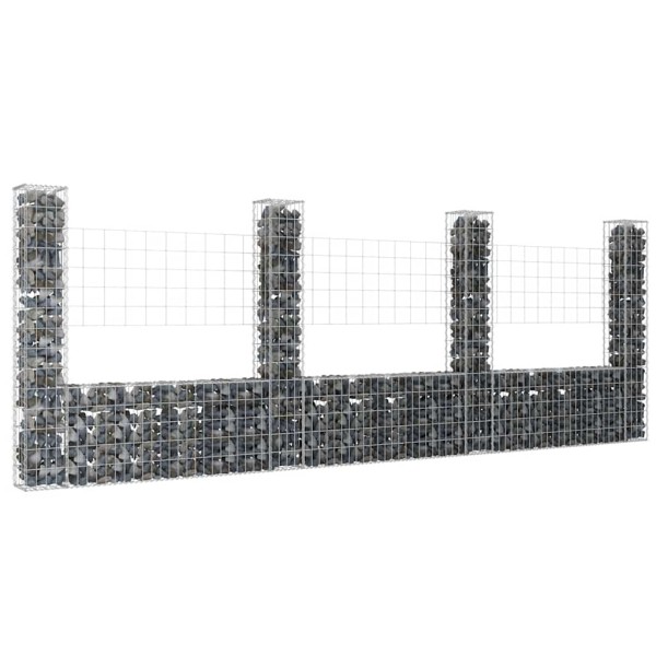 Gabion baskets with 4 columns, 380x20x150cm, iron
