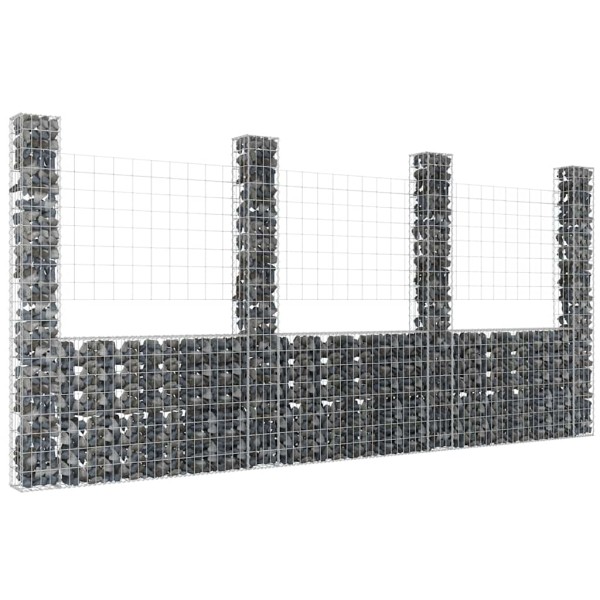 Gabion baskets with 4 columns, 380x20x200cm, iron