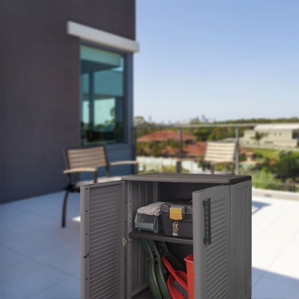 Garden cabinet for things, grey/black, 68x37x84cm, PP