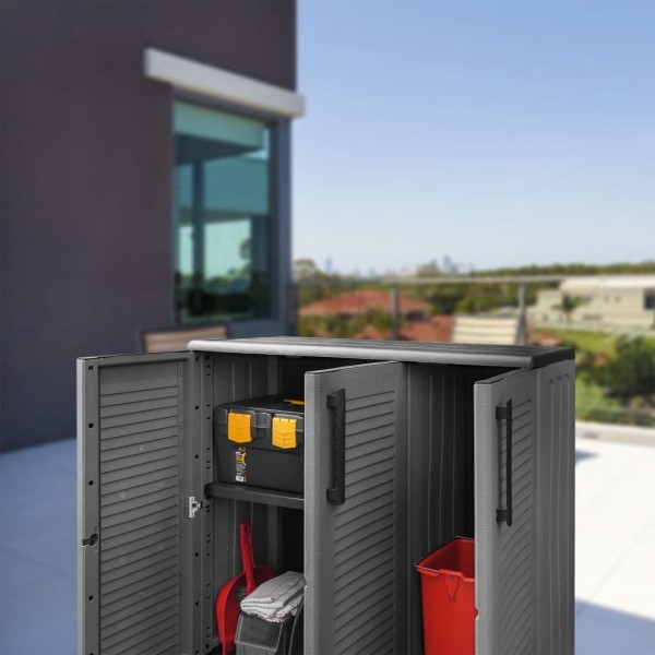 Garden cabinet for things, grey/black, 102x37x84cm, PP