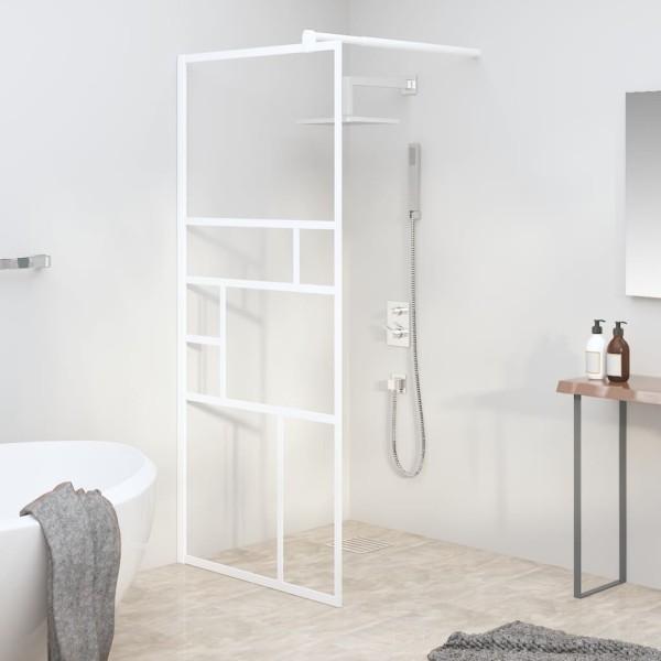 Shower wall, white, 80x195cm, ESG glass