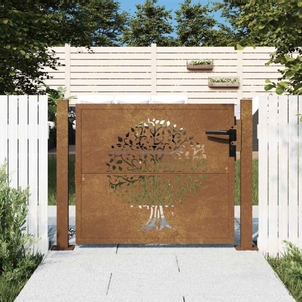 Garden gate, 100x75 cm, Corten steel, wood pattern