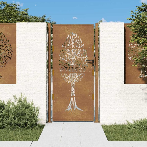 Garden gate, 100x200 cm, Corten steel, wood pattern
